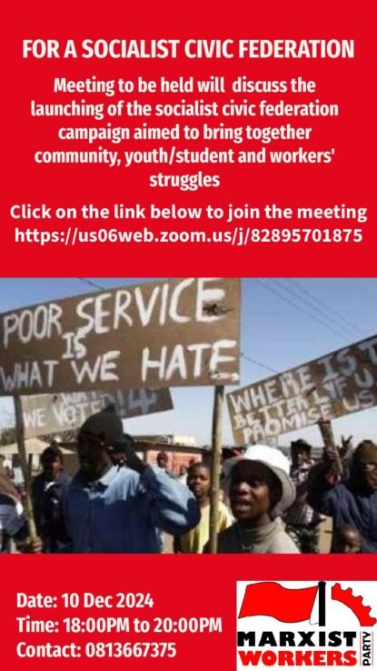 FOR A UNITED SOCIALIST CIVIC FEDERATION CAMPAIGN MEETING