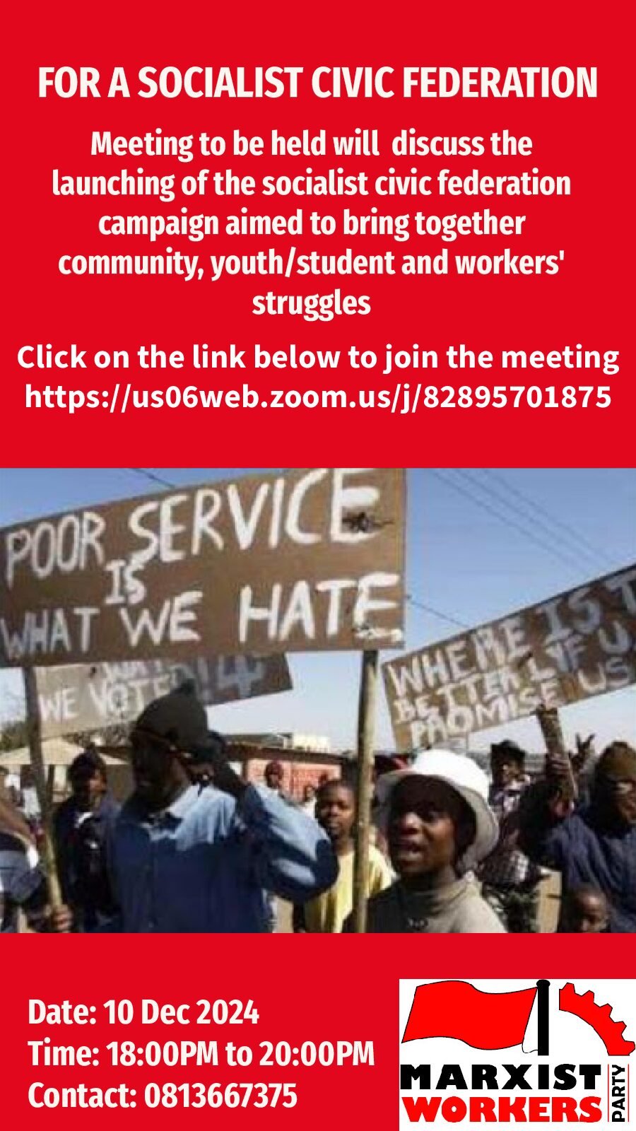 FOR A UNITED SOCIALIST CIVIC FEDERATION CAMPAIGN MEETING